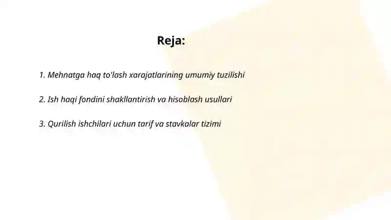 Mehnatga haq to'lash xarajatlarining taqsimoti 2