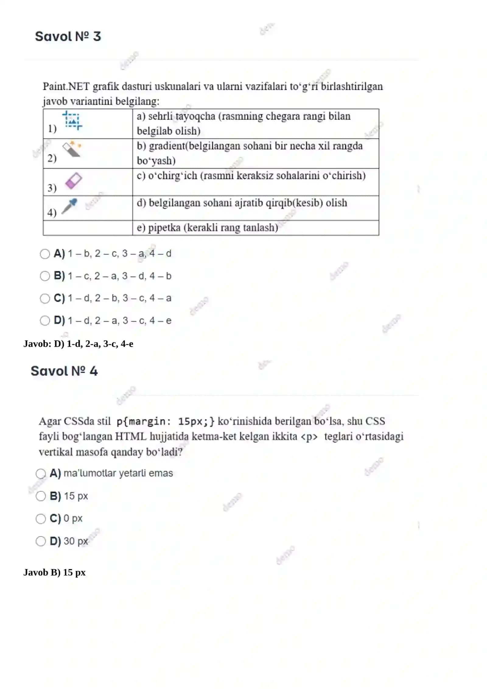 Attestasiya repititsion test 2024 javoblari bilan. Informatika 2