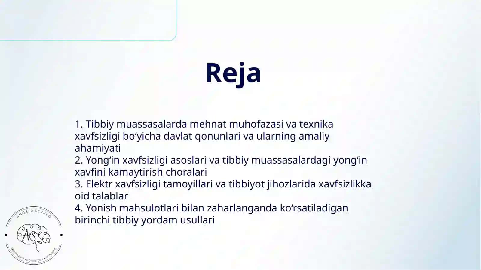 TIBBIY MUASSASALARDA MEHNAT MUHOFAZASI VA TEXNIKA XAVFSIZLIGI BOʻYICHA DAVLAT QONUNLARI 2