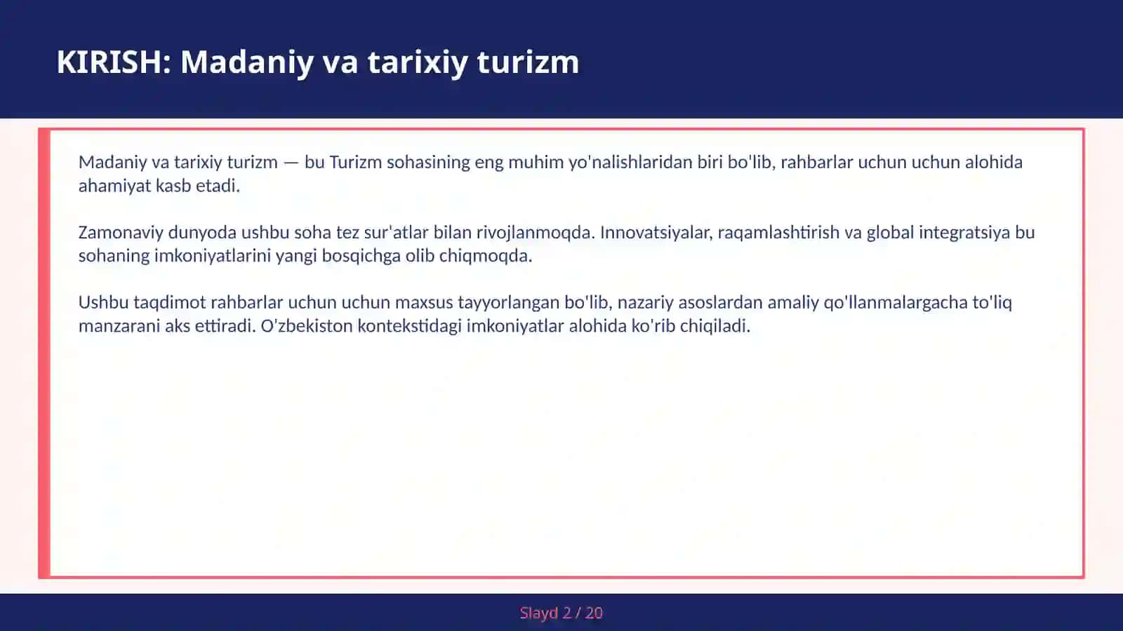Madaniy va tarixiy turizm 2