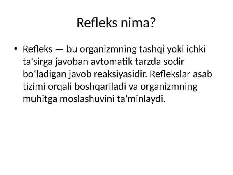 Shartli va shartsiz reflekslar 2