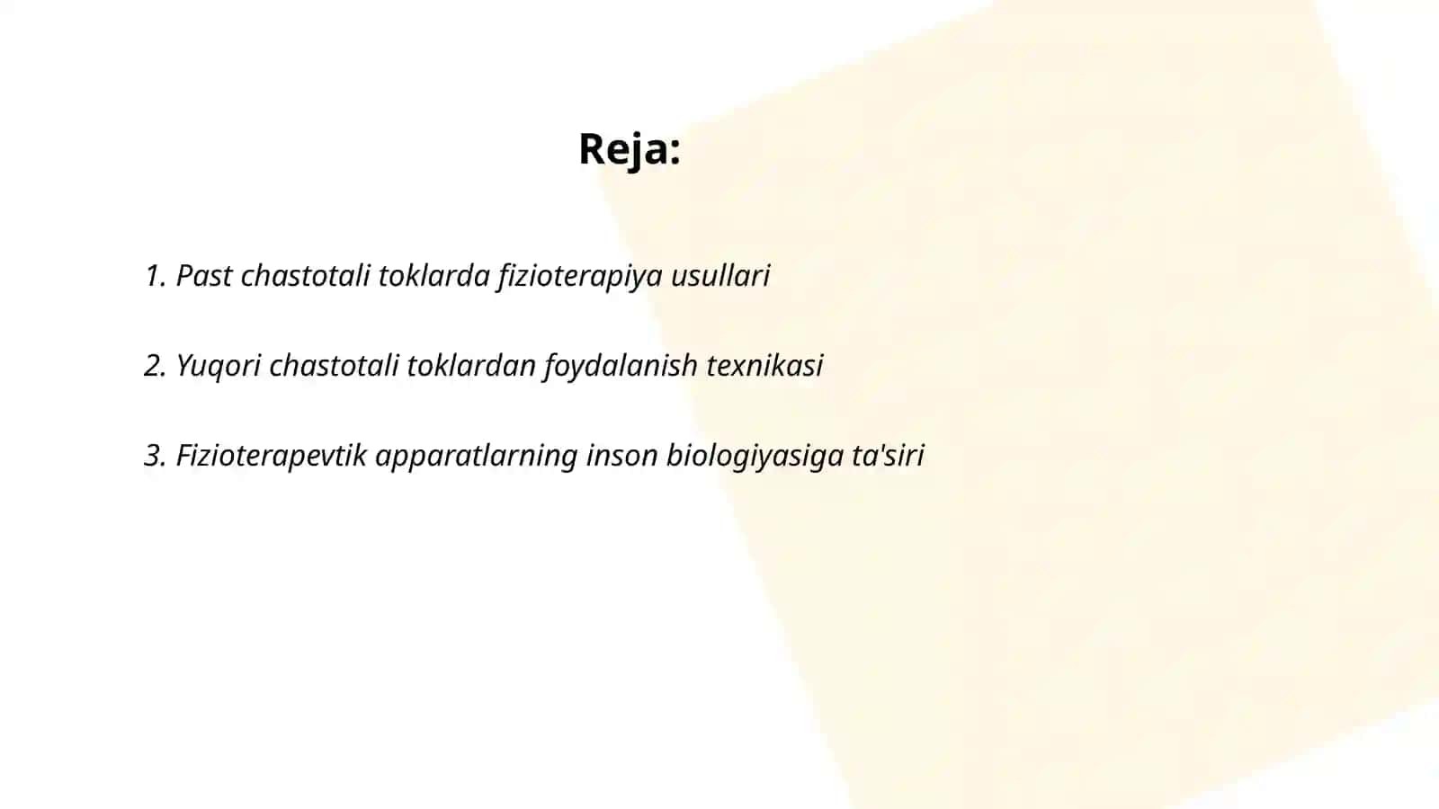 Past va yuqori chastotali toklarda ishlovchi fizioterapevtik apparatlar bilan odam organizmiga ta'sir qilishning fizik asoslari 2
