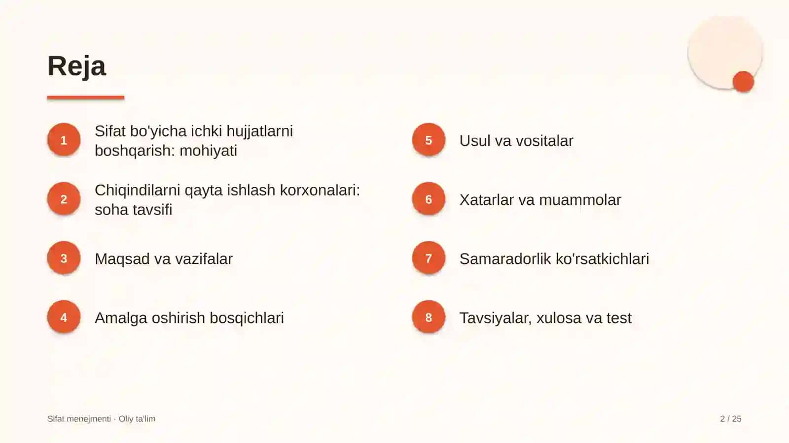 Sifat Menejmenti · Oliy Ta'lim 2