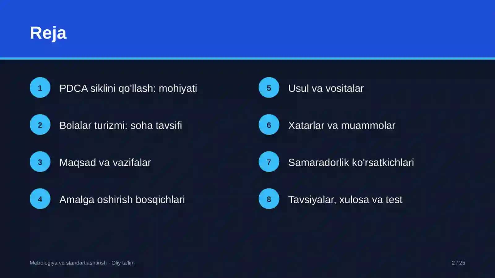 [Bolalar turizmida PDCA siklini qo'llash] 2