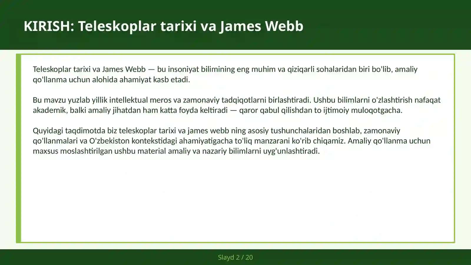 Teleskoplar tarixi va James Webb 2