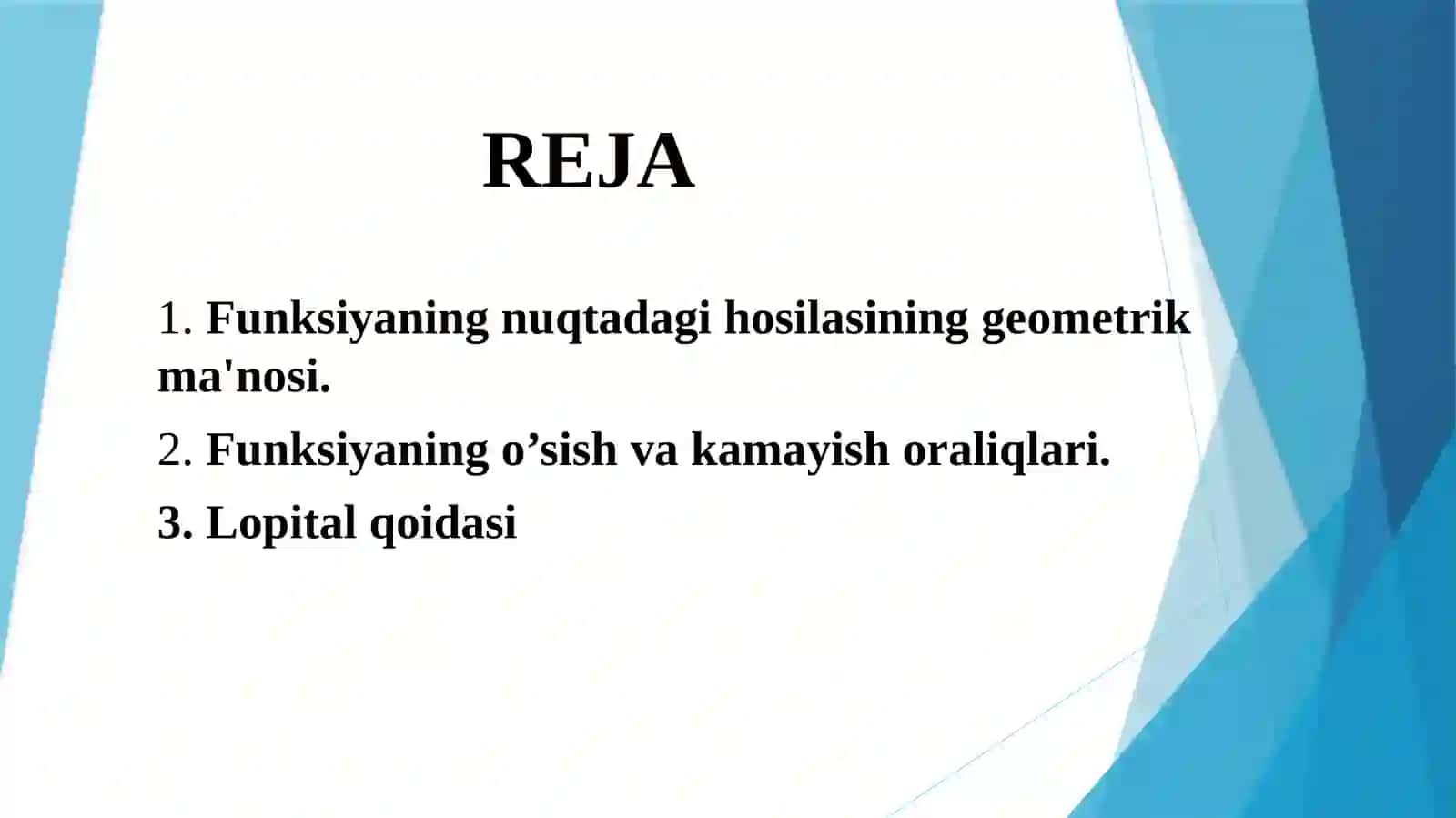 funksiya hosilasining tadbiqlari 2