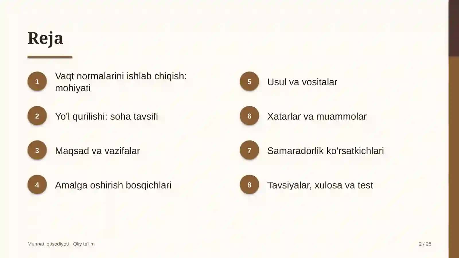 Yo'l qurilishida vaqt normalarini ishlab chiqish 2