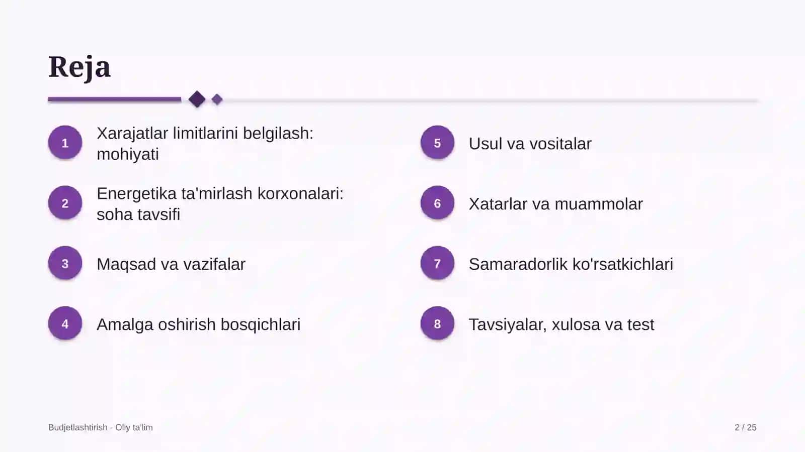 Energetika ta'mirlash korxonalarida xarajatlar limitlarini belgilash 2