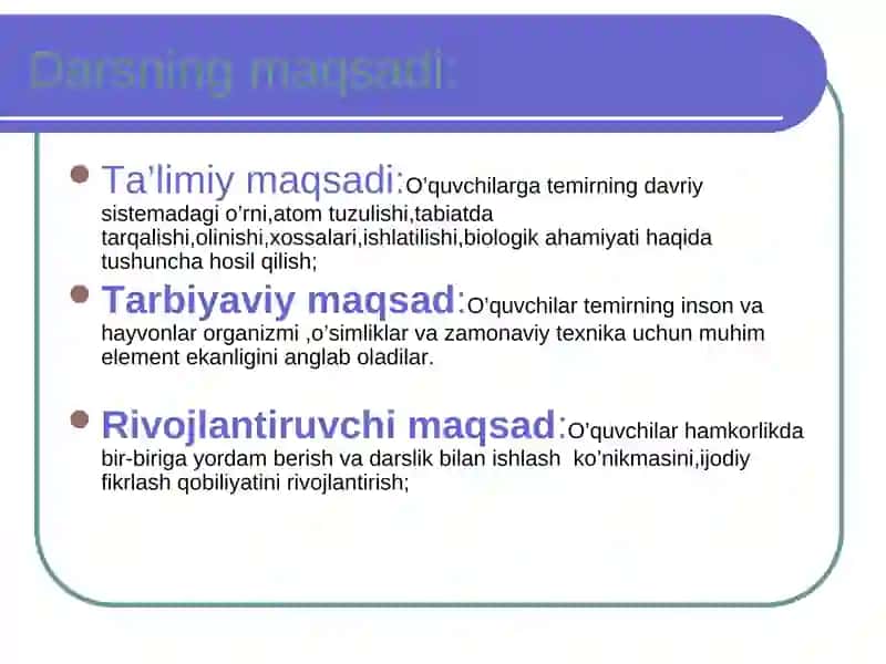 9-sinf kimyo dars ishlanma 2