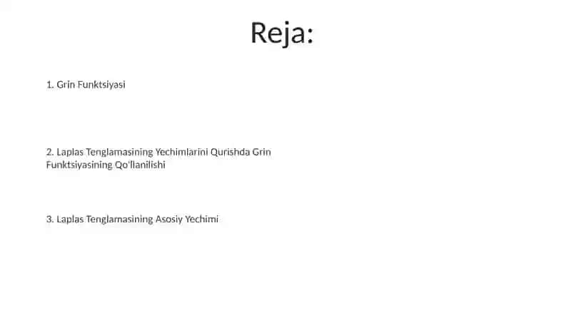 Laplas tenglamasining fundamental yechimi 2