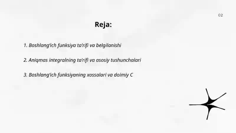 Boshlangʻich funksiya.Aniqmas integral 2