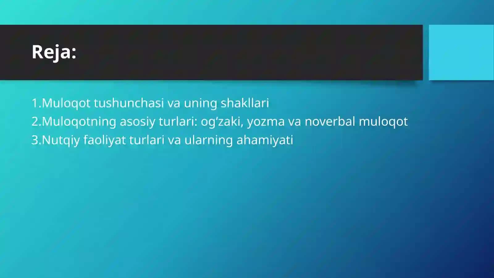 Muloqot shakllari va nutqiy faoliyat 2