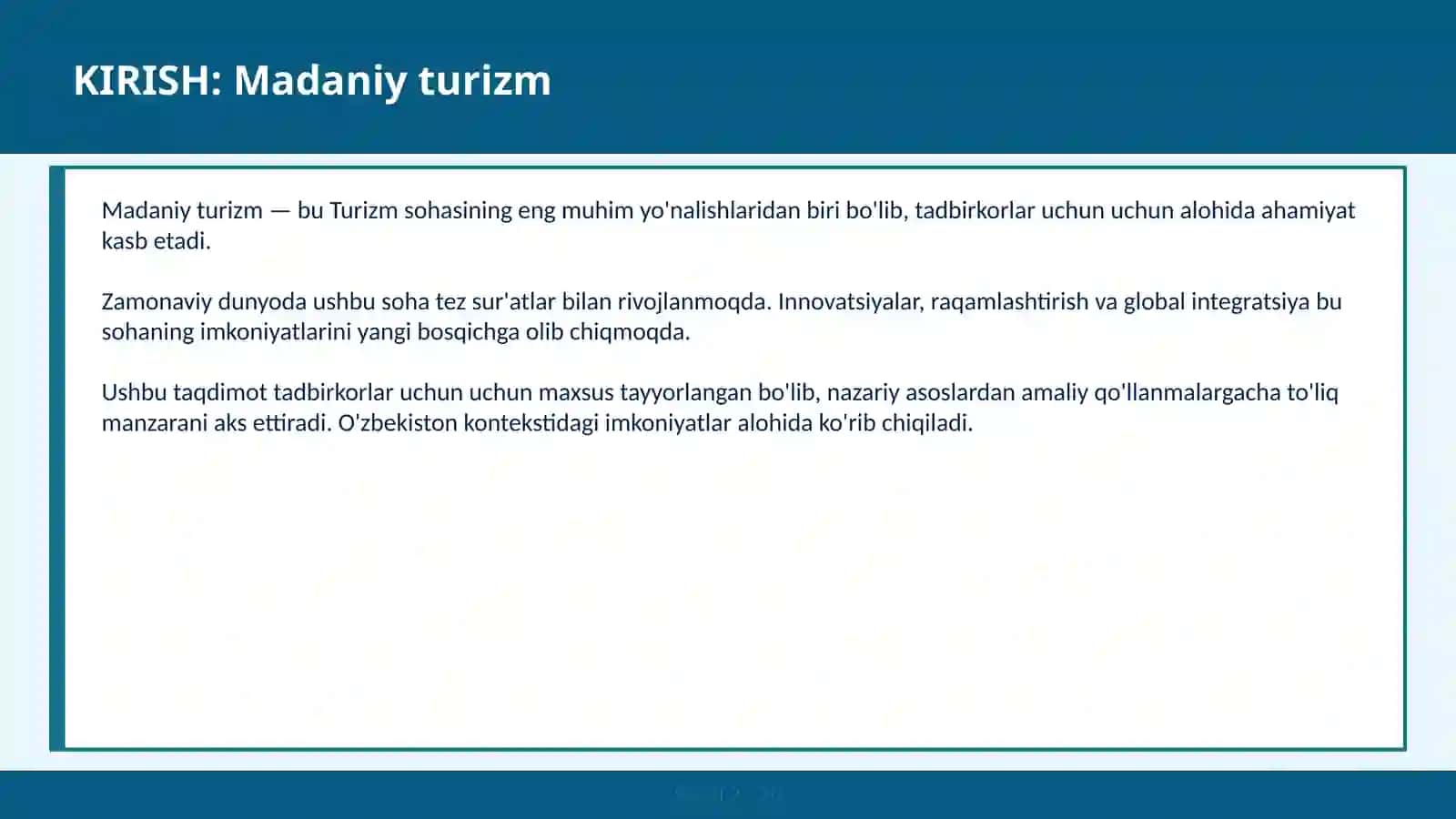 MADANIY TURIZM 2