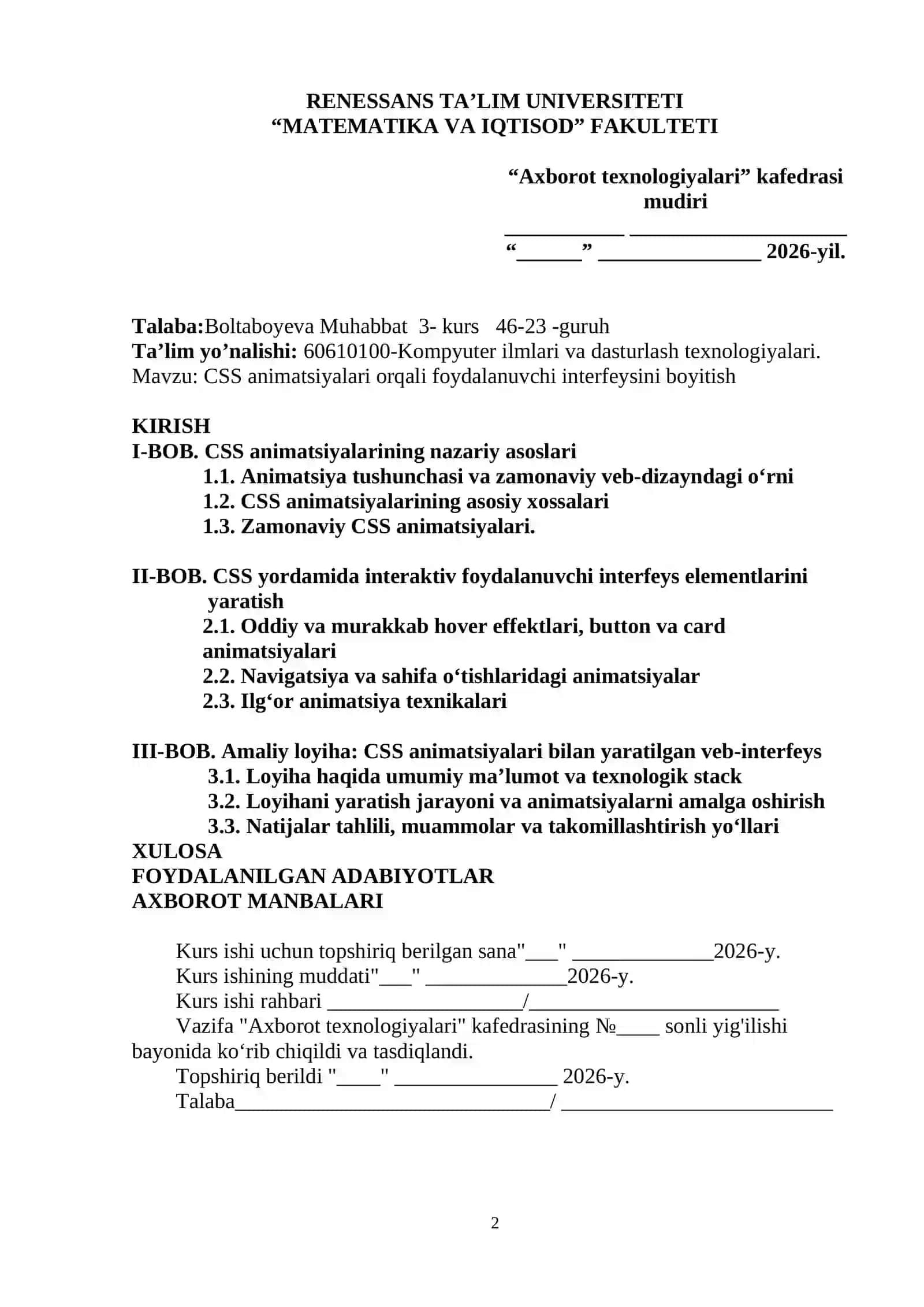 CSS ANIMATSIYALARI ORQALI FOYDALANUVCHI INTERFEYSINI BOYITISH 2