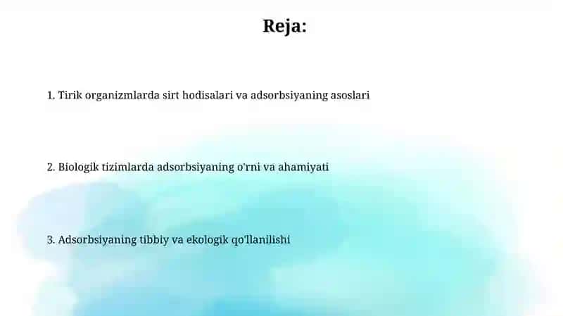 Sirt hodisalari va adsorbsiya 2
