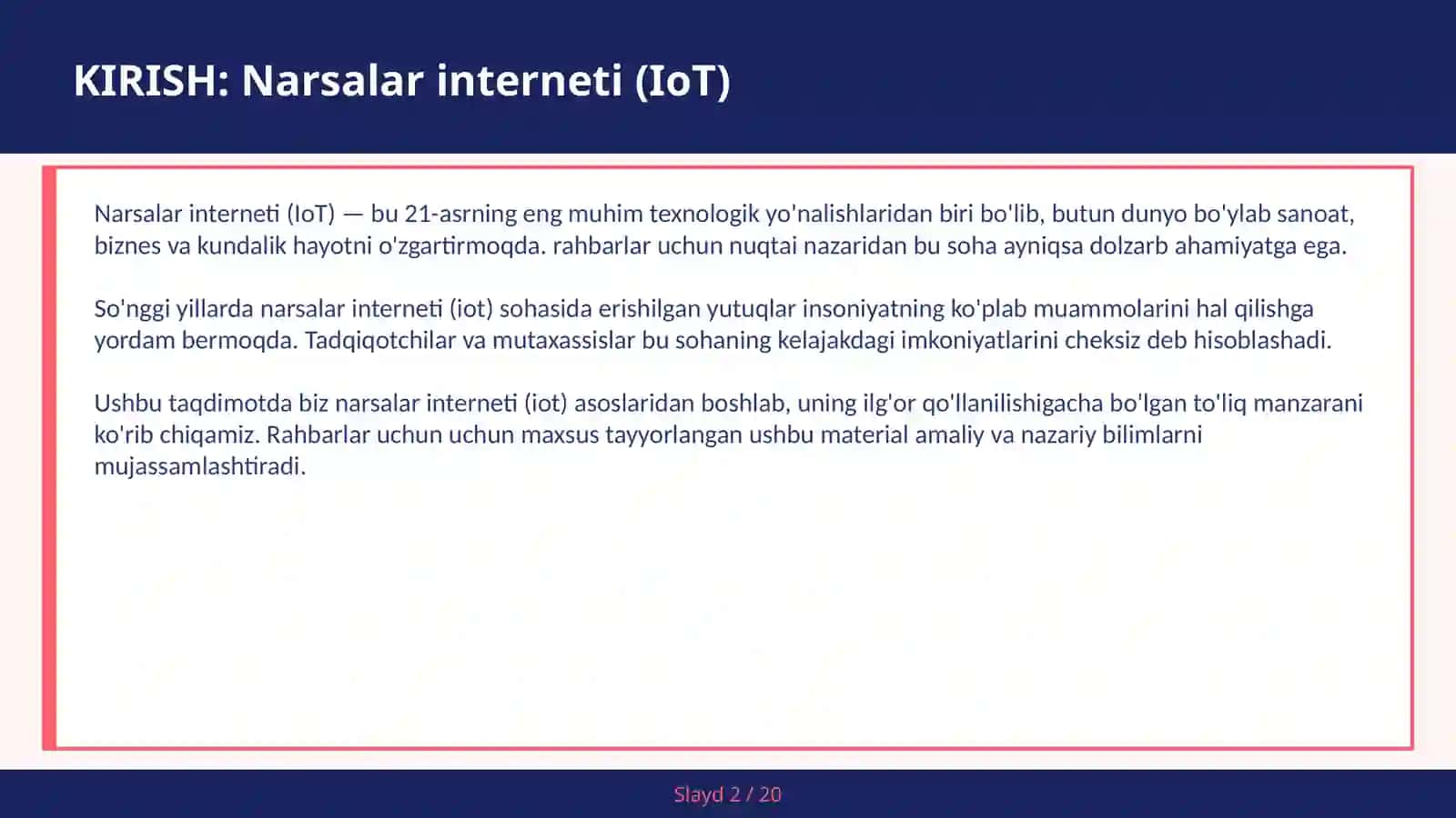 Narsalar INTERNETI (IOT) 2