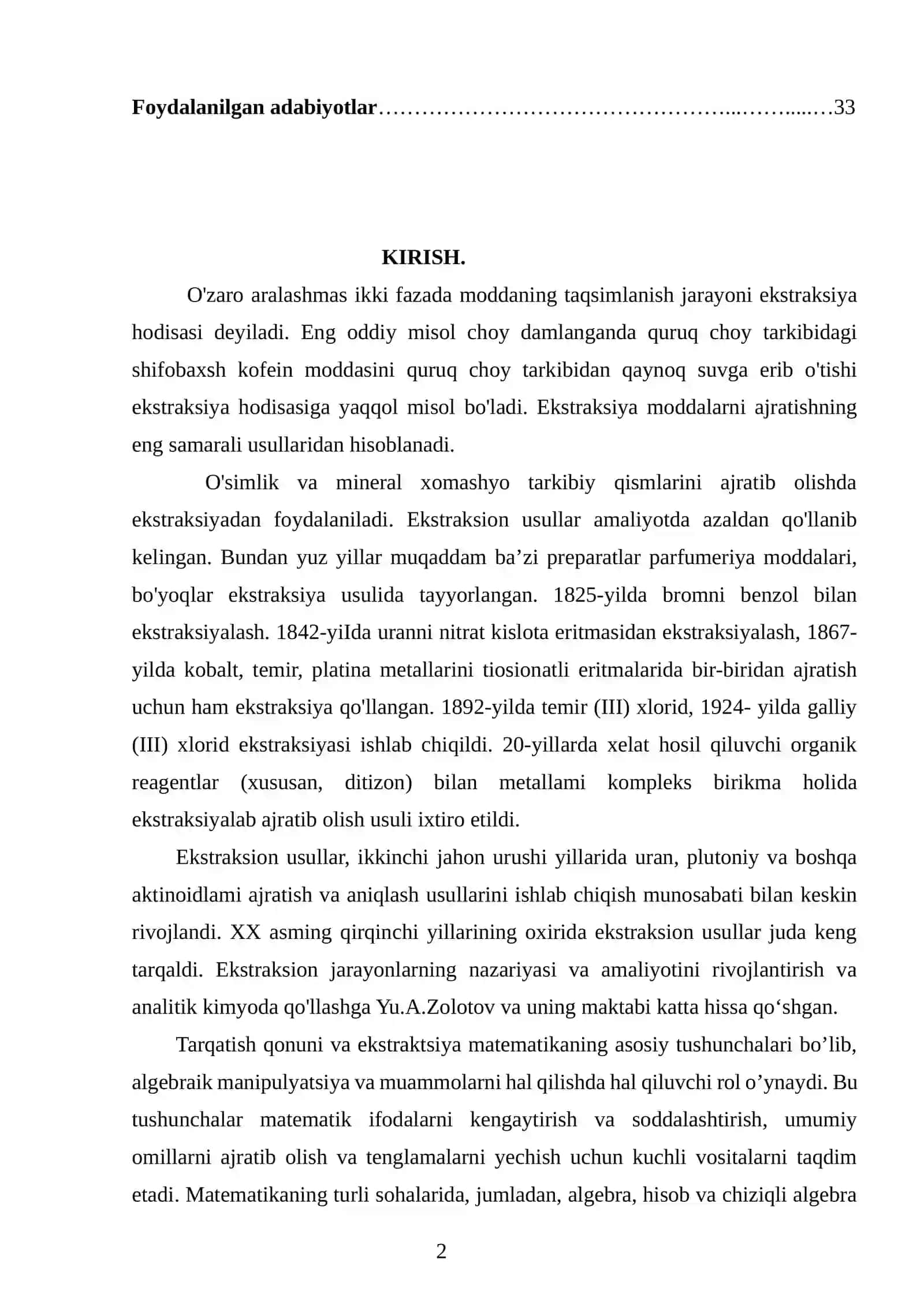 Taqsimlanish qonuni va ekstraksiya 2