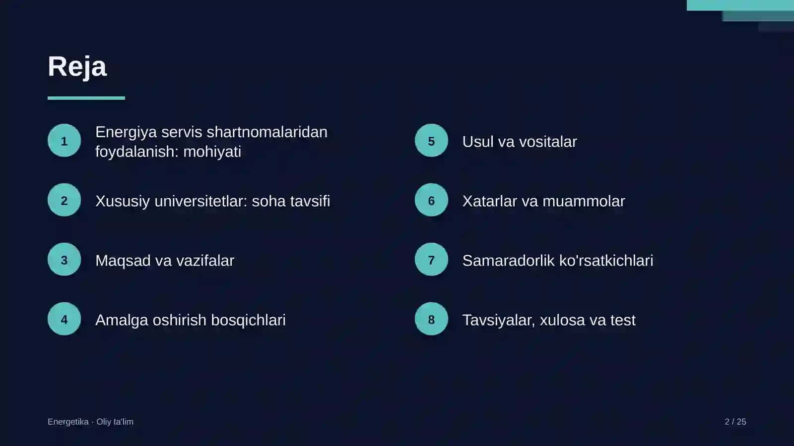 Xususiy universitetlarda energiya servis shartnomalaridan foydalanish 2