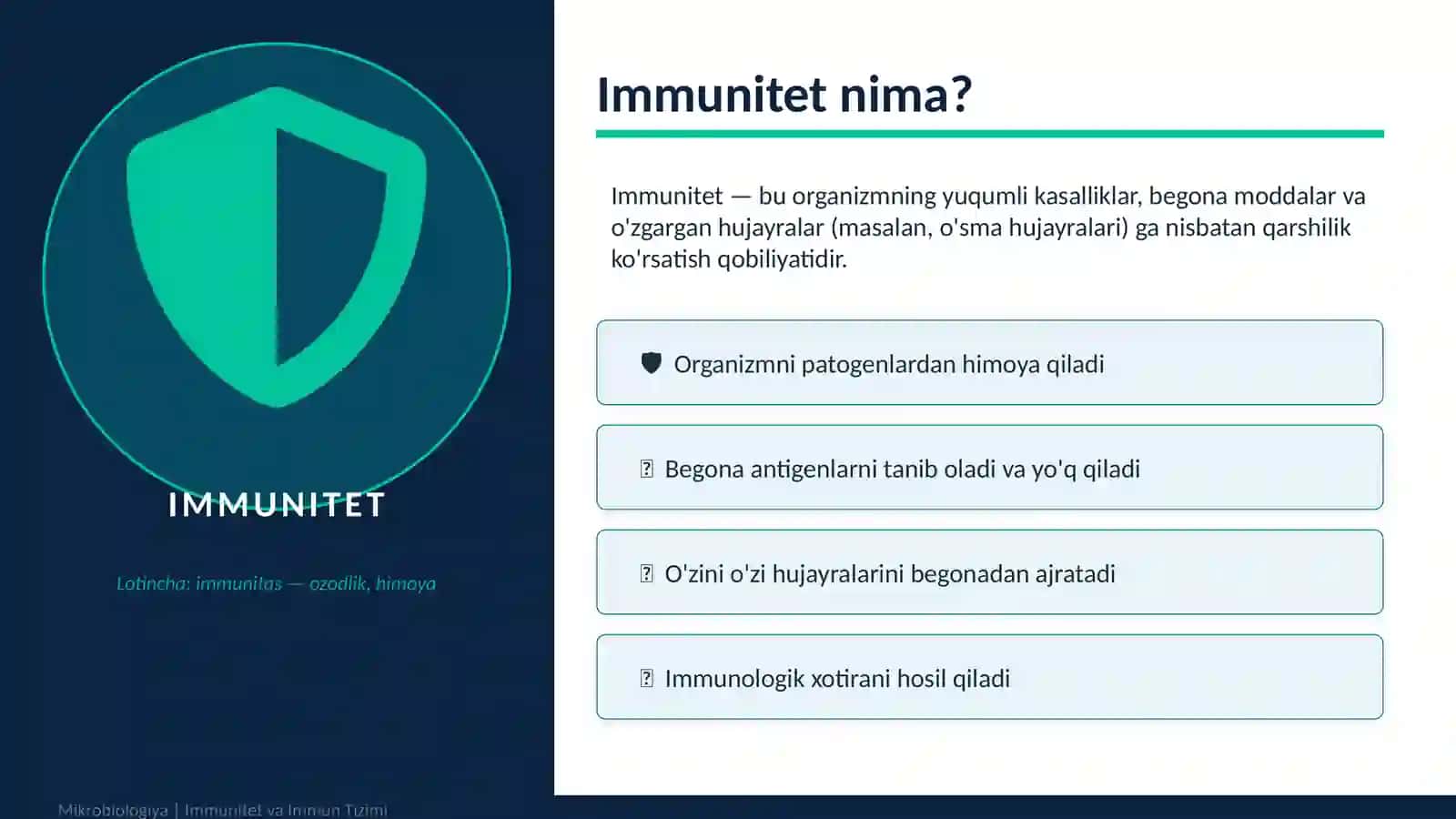 Immunitet va immun tizimi 2