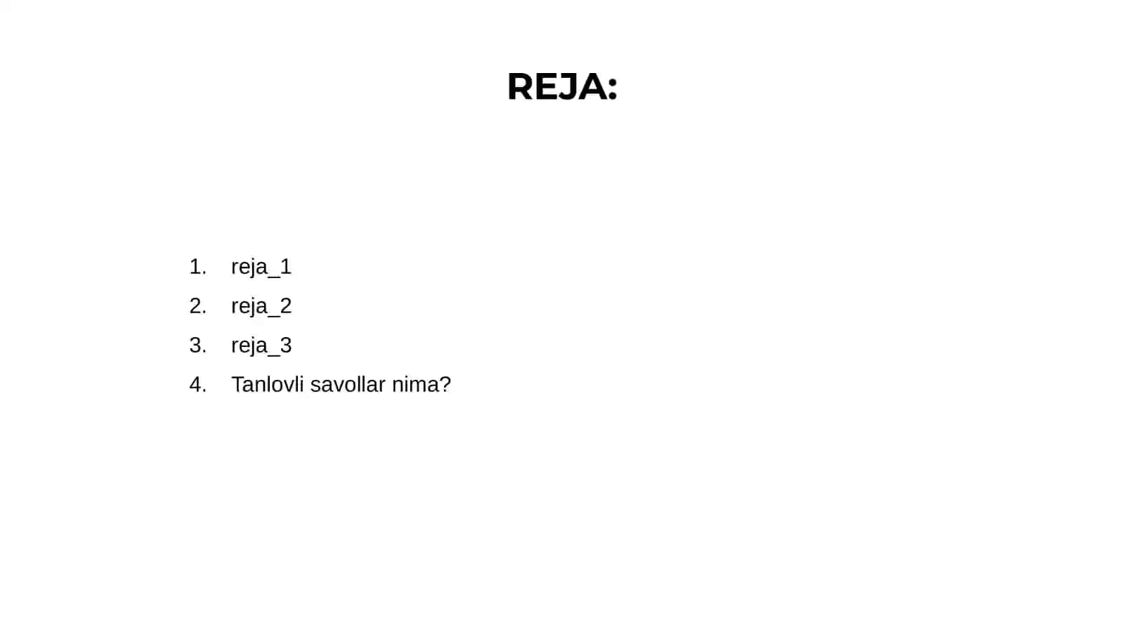 Tanlovli savollar nima? 2
