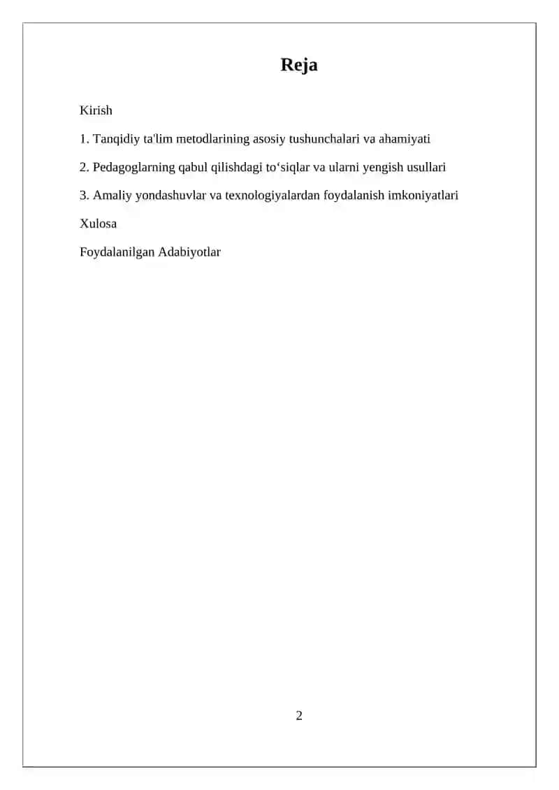 Tanqidiy Ta'lim Metodlari 2