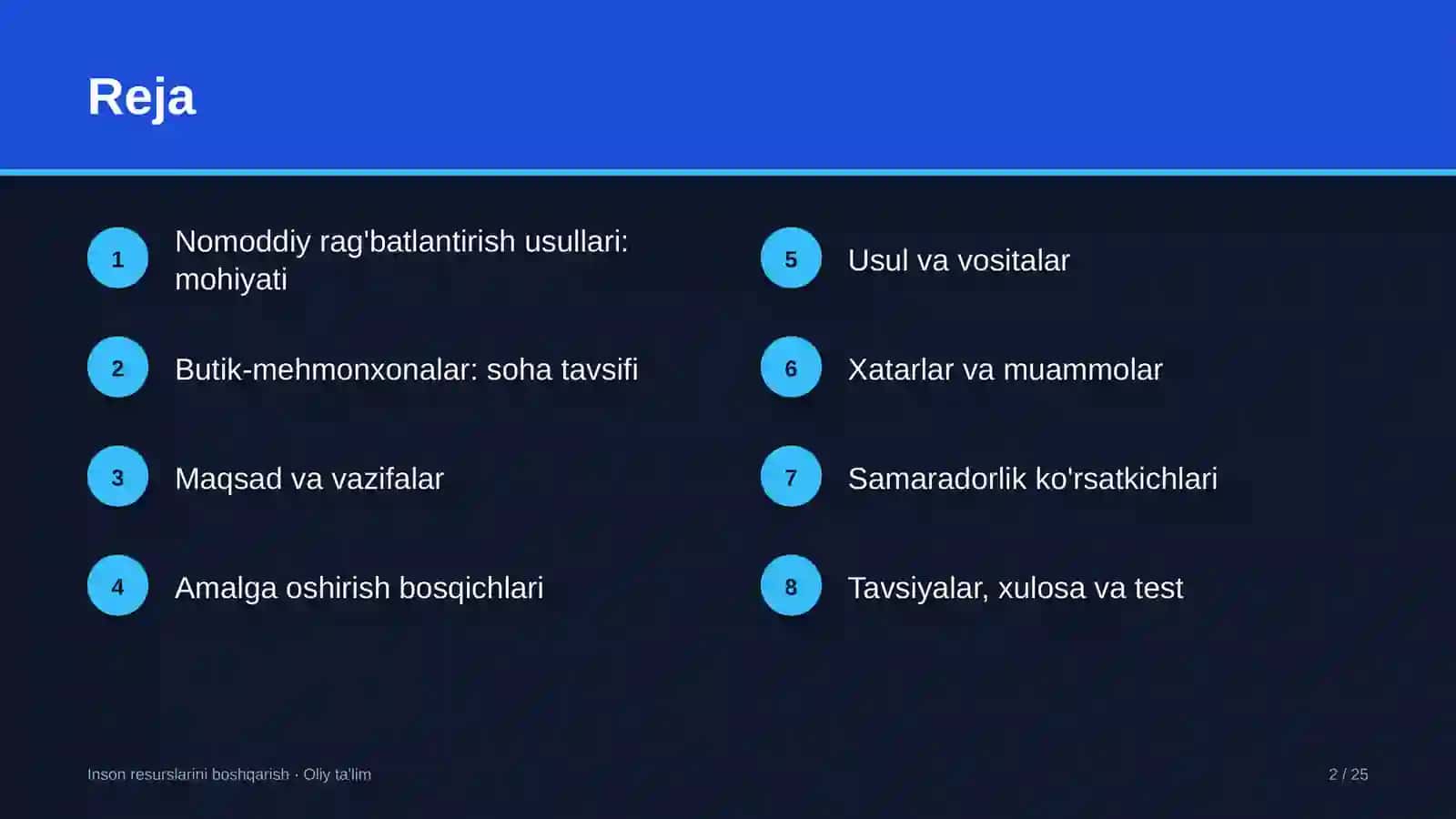 Butik-mehmonxonalarda nomoddiy rag'batlantirish usullari 2