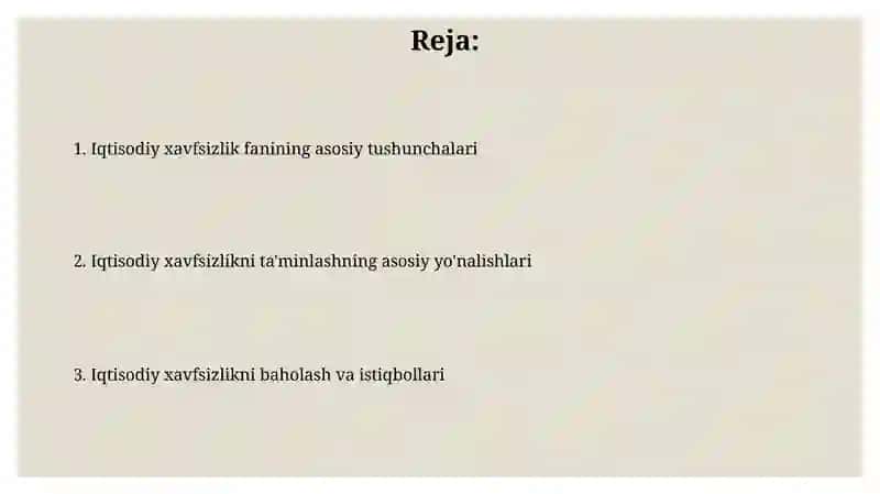 Iqtisodiy xavfsizlik fanining maqsadi, predmeti va vazifalari 2