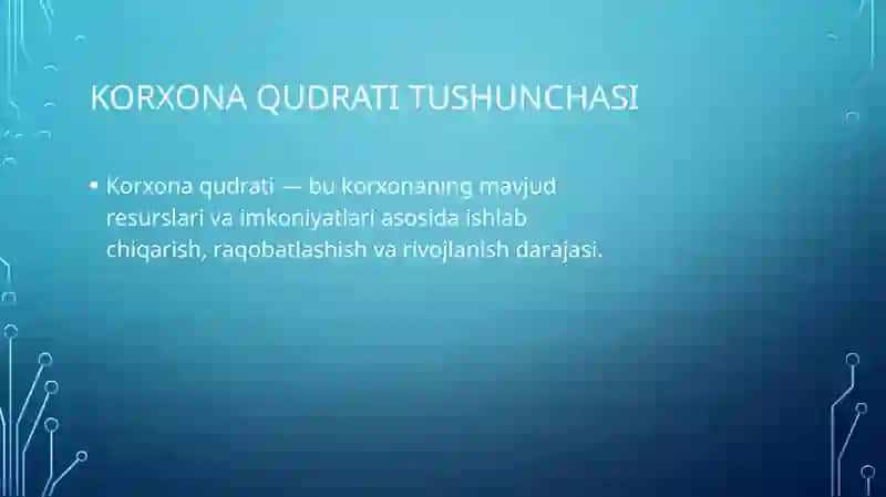 Korxona qudratini boshqarish 2