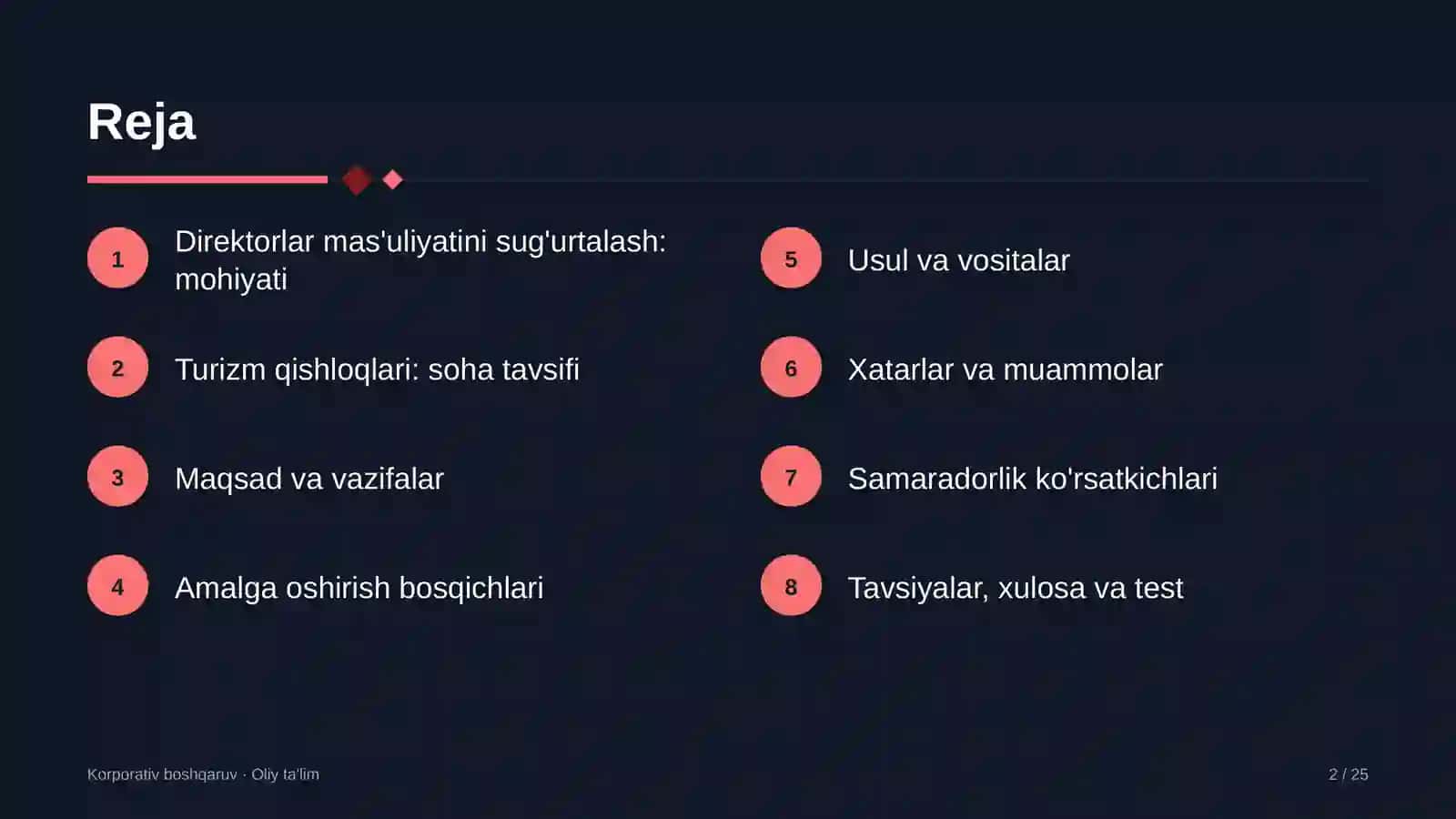 Turizm qishloqlarida direktorlar mas'uliyatini sug'urtalash 2