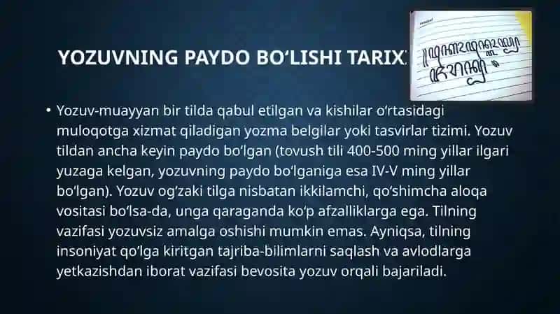 Yozuvning Paydo Bo‘lishi tarixi 2