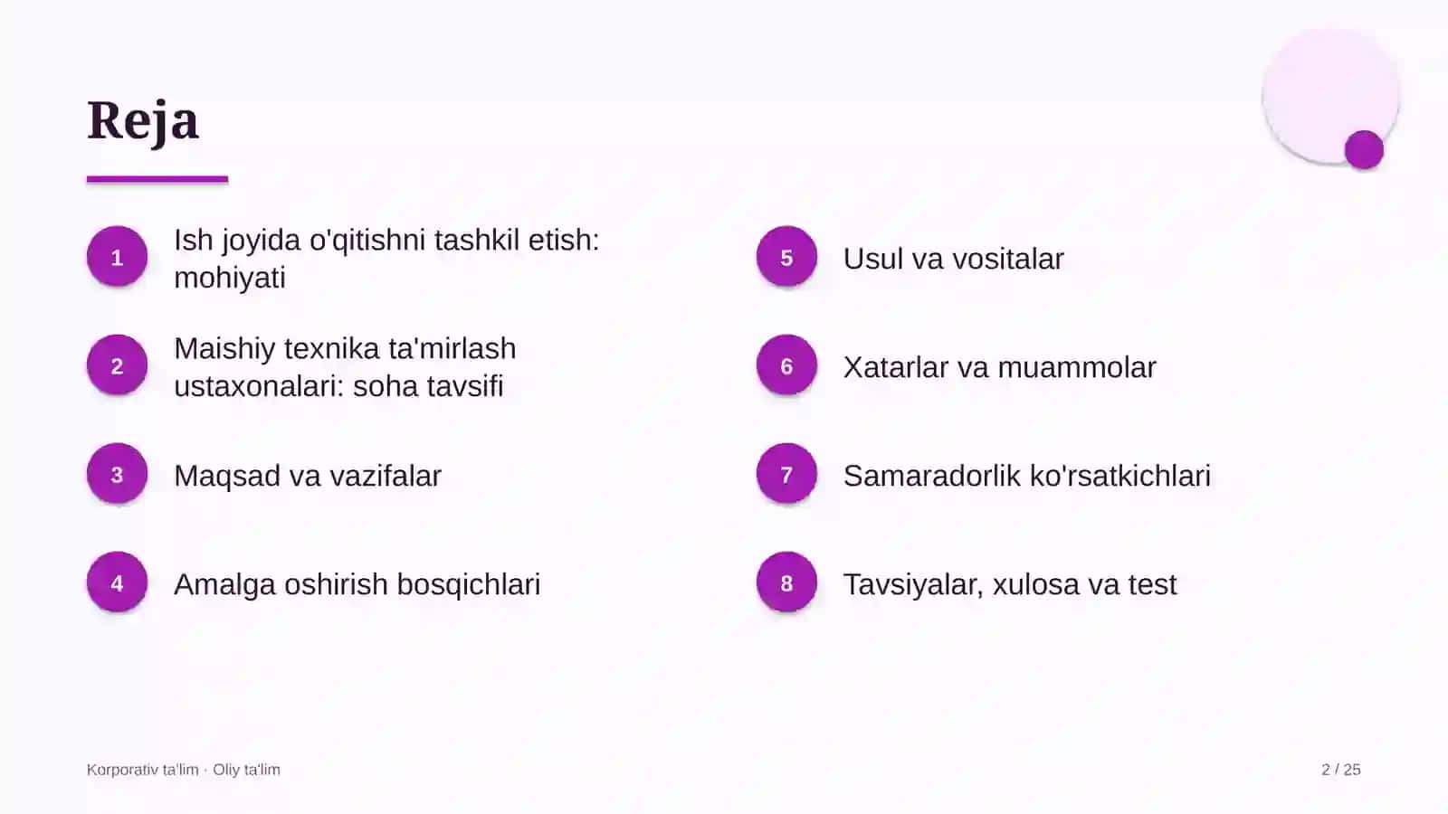 Maishiy texnika ta'mirlash ustaxonalarida ish joyida o'qitishni tashkil etish 2