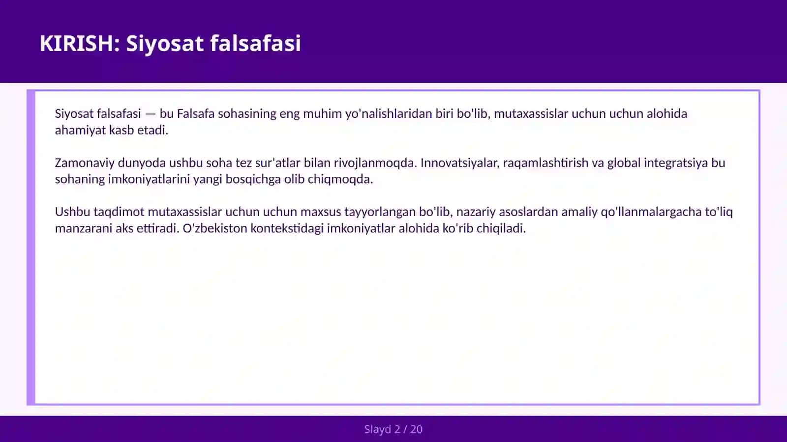 Siyosat Falsafasi 2