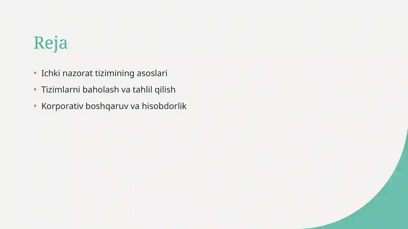 Ichki nazorat tizimini o'rganish 2