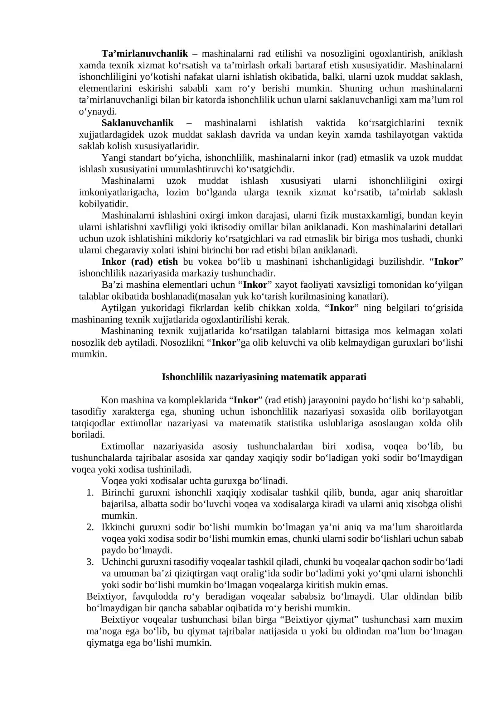 Kirish. Konchilik mashina va mexanizmlarni ishlatish va ta’mirlash to‘g‘risida umumiy ma’lumotlar 2