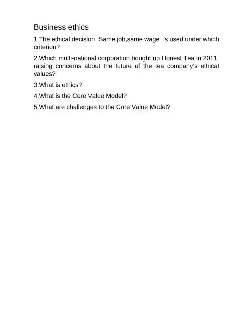 Business Ethics Assignment 2