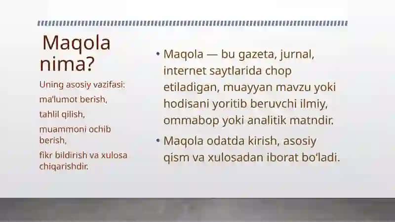 Maqola va uning turlari 2