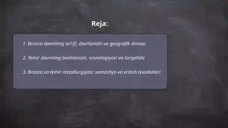 Bronza va temir metallurgiyasi 2