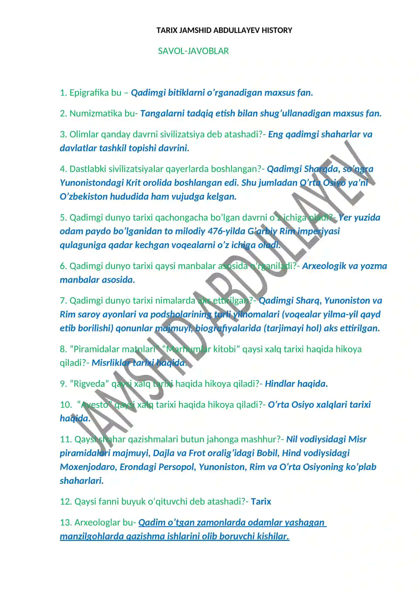 TARIX JAMSHID ABDULLAYEV HISTORY 2