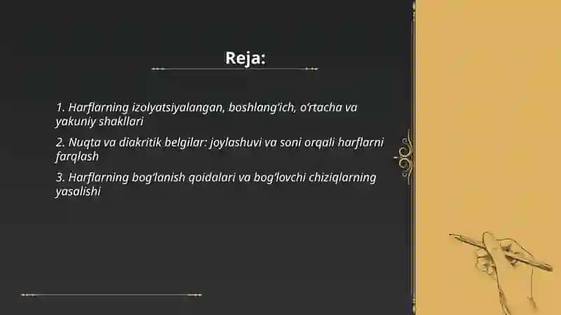 Arab alifbosidagi harflarning yasalishi 2