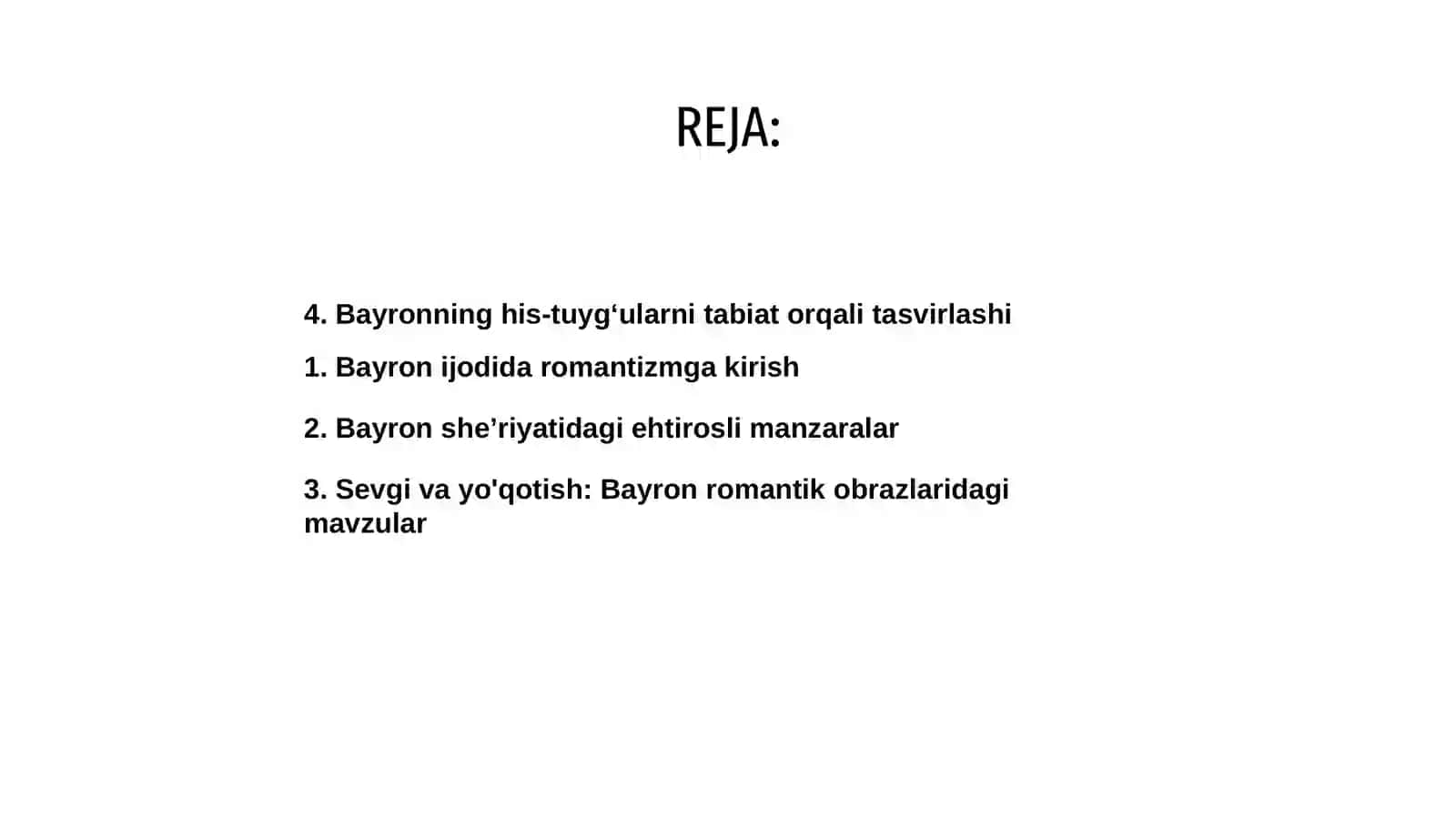 Bayron ijodida romantik obrazlar. 2