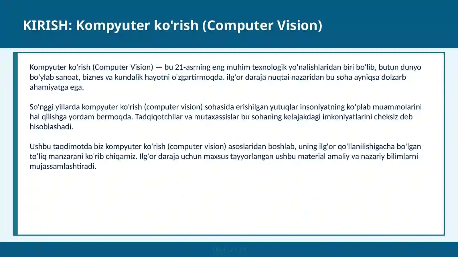 Kompyuter ko'rish (Computer Vision) 2