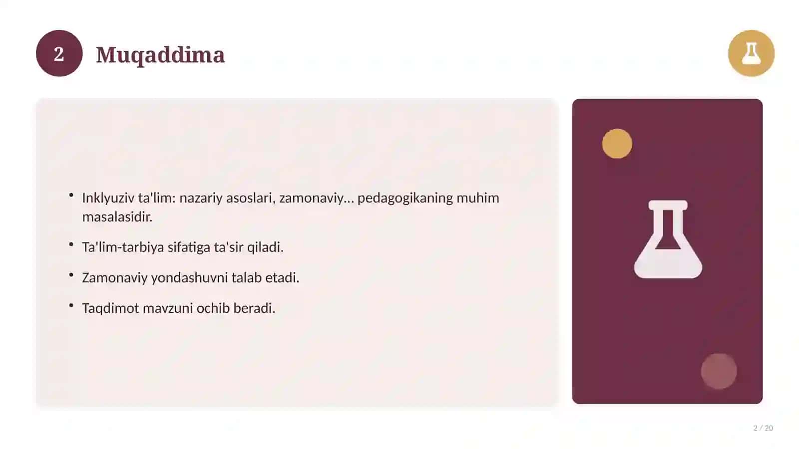 Inklyuziv ta'lim: nazariy asoslari, zamonaviy yondashuvda (Magistrlik dissertatsiyasi mavzusi) 2