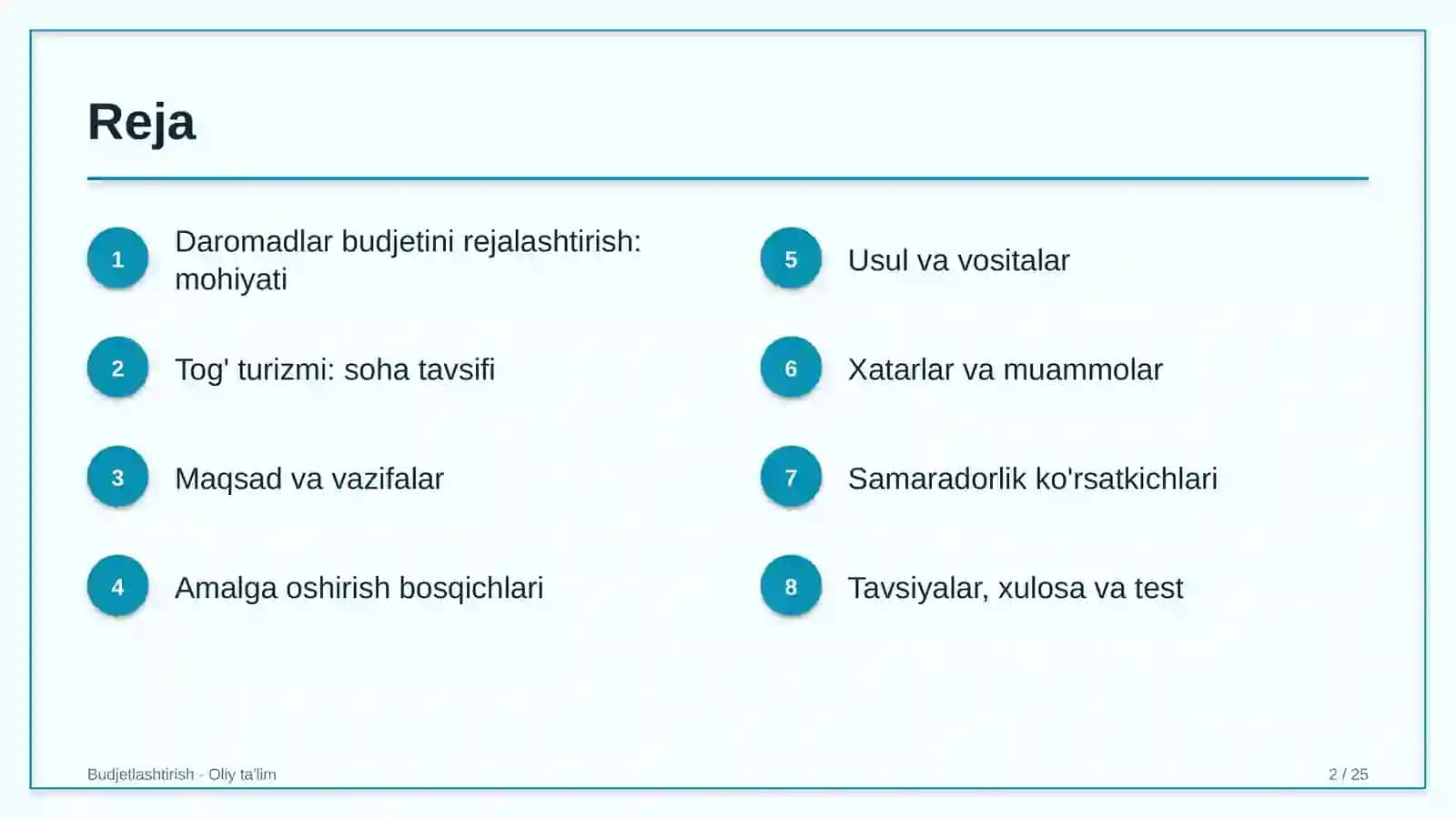 Tog' turizmida daromadlar budjetini rejalashtirish 2