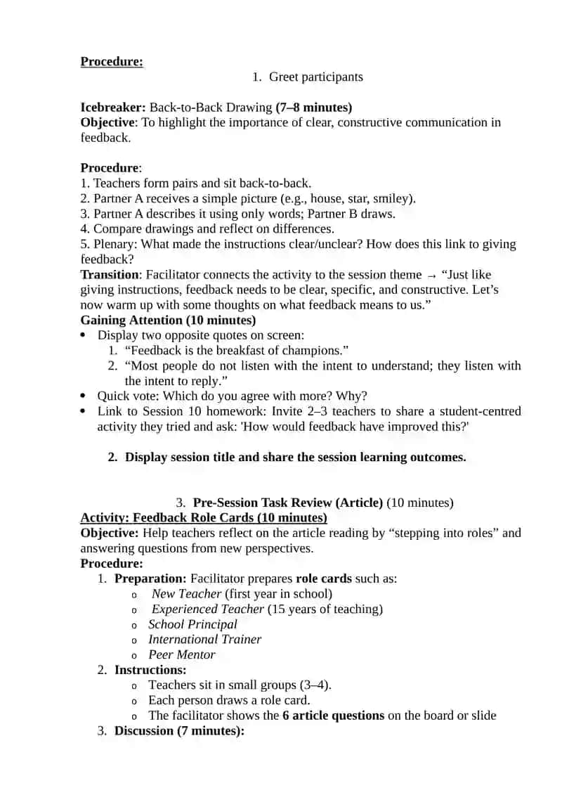 Cluster School CPD Session Plan 11 2