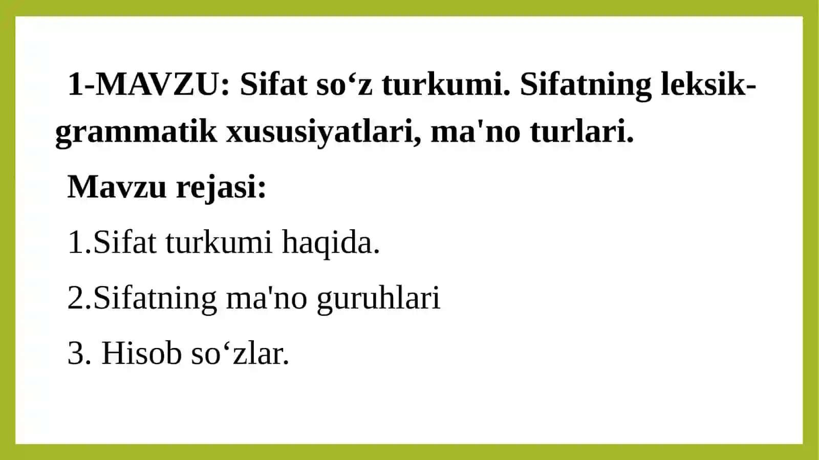 Sifat so‘z turkumi 2