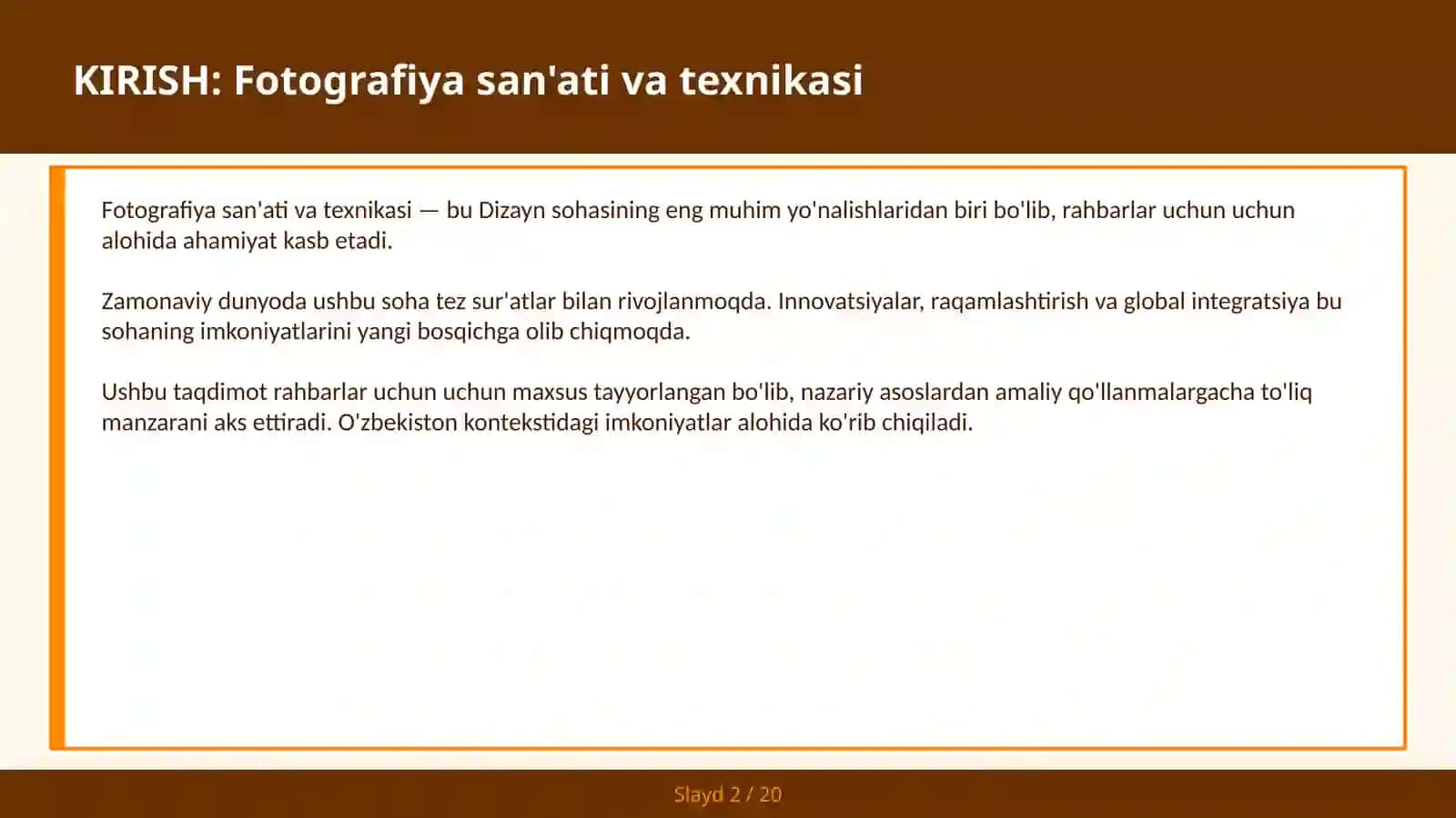 FOTOGRAFIYA SAN'ATI VA TEXNIKASI 2
