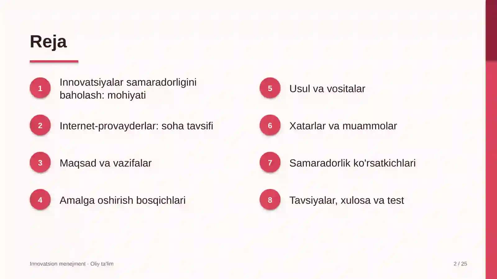 Internet-provayderlarda innovatsiyalar samaradorligini baholash 2