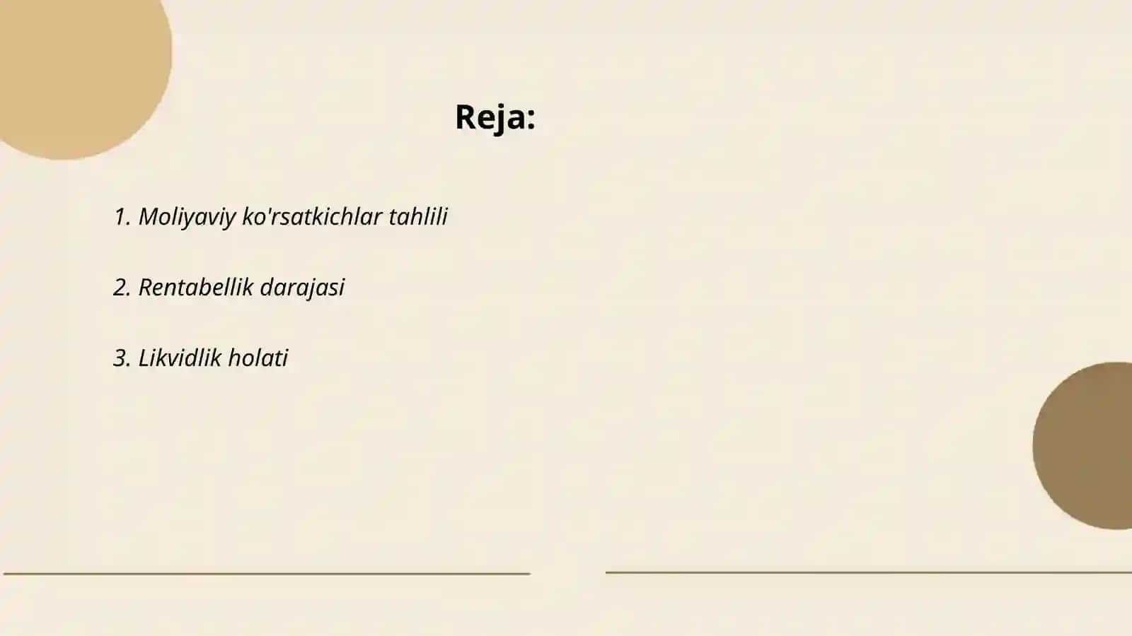 Moliyaviy ko'rsatkichlar tahlili 2