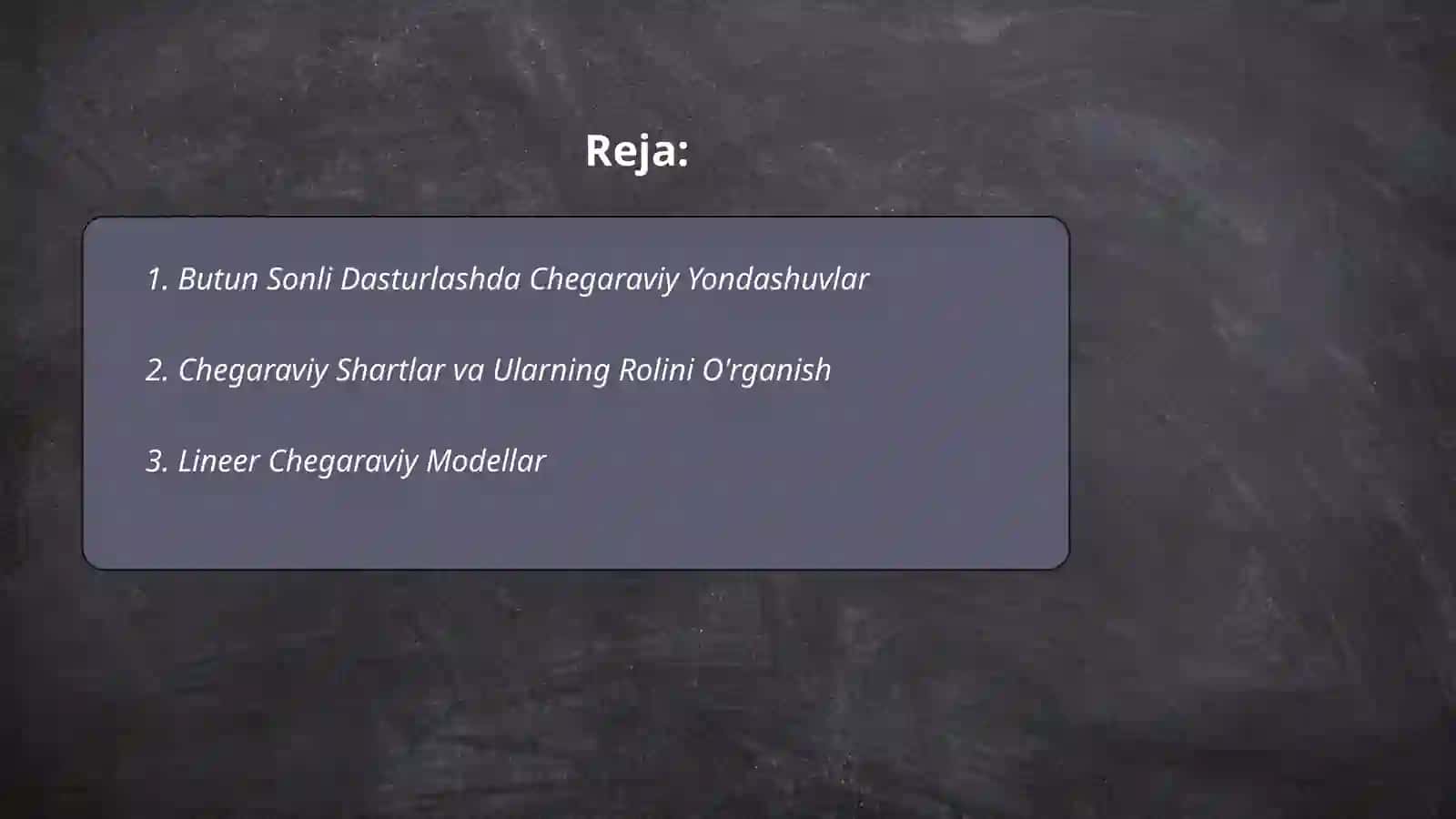 Butun Sonli Dasturlashda Chegaraviy Yondashuvlar 2