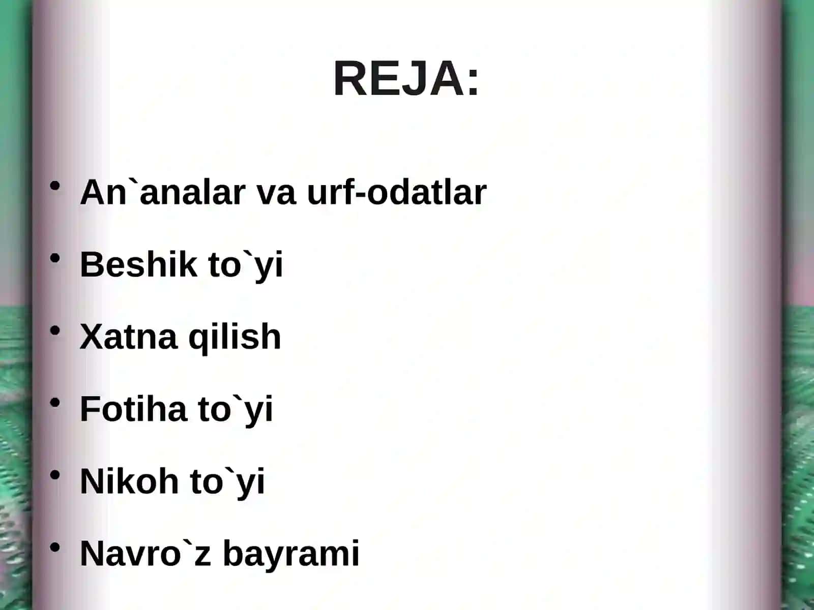 An’analar marosimlar 2